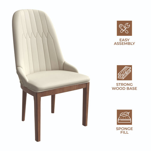 Verisma Dining Chair Upholstered in Leather with Diamond Stitching Back Design Set of 4