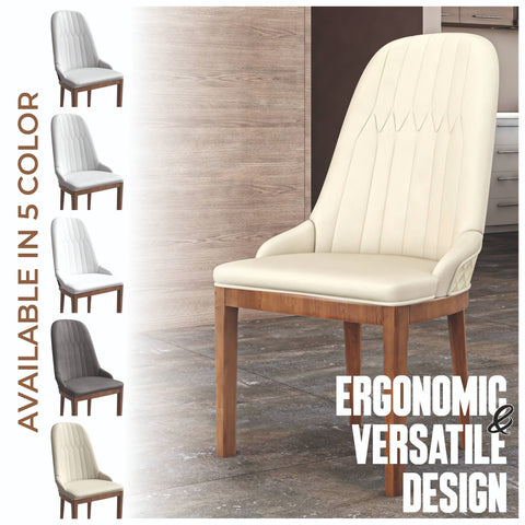 Verisma Dining Chair Upholstered in Leather with Diamond Stitching Back Design Set of 4