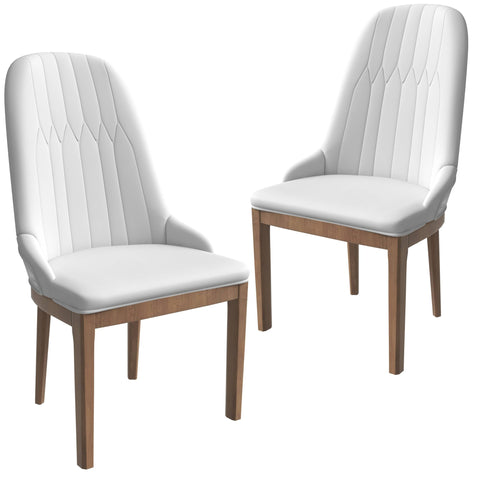 Verisma Dining Chair Upholstered in Leather with Diamond Stitching Back Design Set of 2