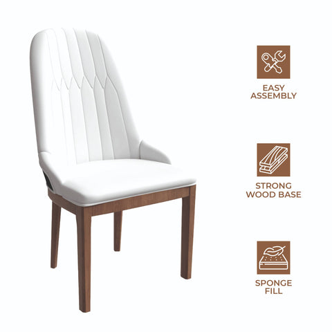 Verisma Dining Chair Upholstered in Leather with Diamond Stitching Back Design Set of 2