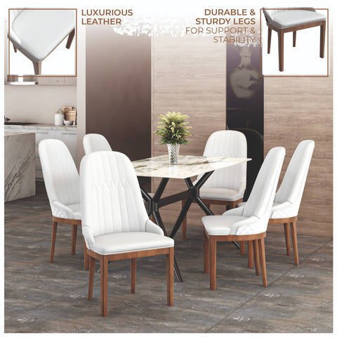 Verisma Dining Chair Upholstered in Leather with Diamond Stitching Back Design Set of 2