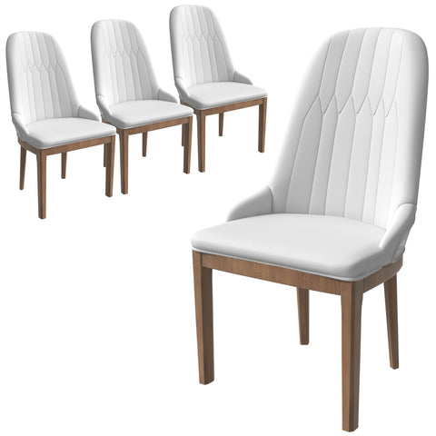 Verisma Dining Chair Upholstered in Leather with Diamond Stitching Back Design Set of 4