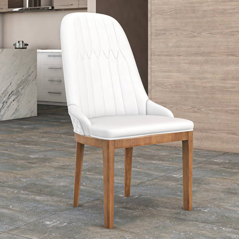 Verisma Dining Chair Upholstered in Leather with Diamond Stitching Back Design Set of 4