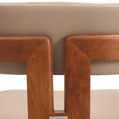 Velo Series Modern Dining Chair with Upholstered Leather and Wood Legs