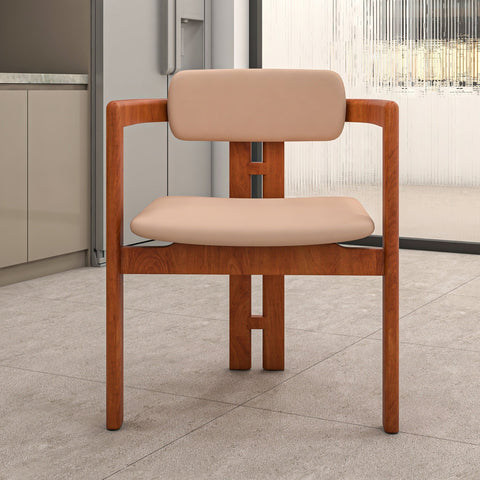 Velo Series Modern Dining Chair with Upholstered Leather and Wood Legs