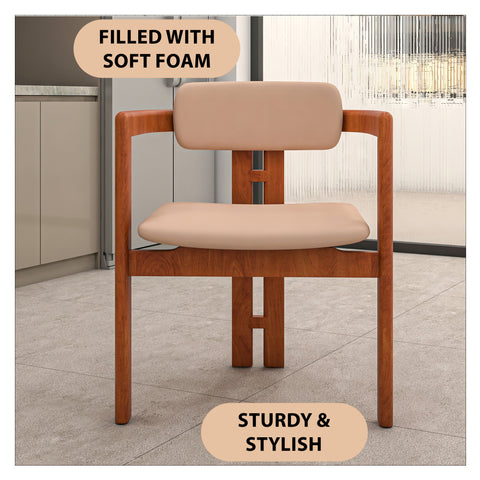 Velo Series Modern Dining Chair with Upholstered Leather and Wood Legs