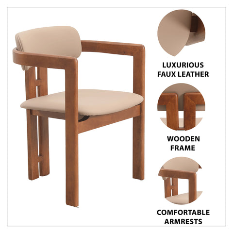 Velo Series Modern Dining Chair with Upholstered Leather and Wood Legs
