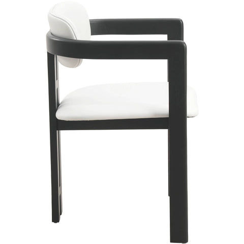 Velo Upholstered Dining Chair in Leather with Open Back and Wood Legs Set of 4