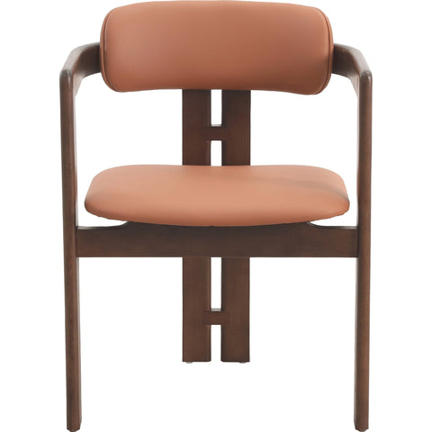 Velo Upholstered Dining Chair in Leather with Open Back and Wood Legs Set of 4