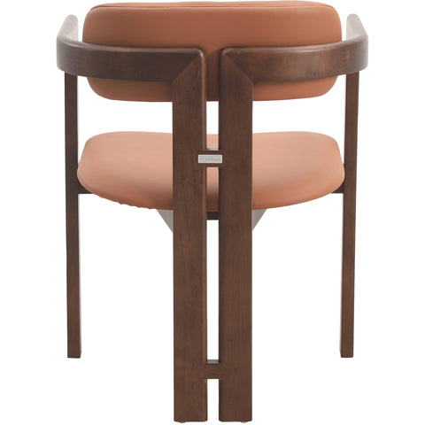 Velo Upholstered Dining Chair in Leather with Open Back and Wood Legs Set of 4