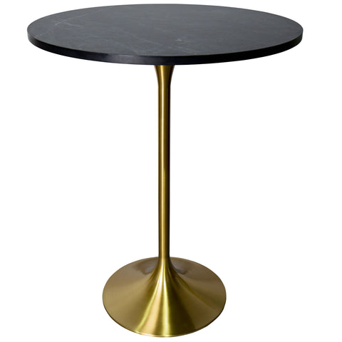 Verve Bar Height Dining Table with 27" Round MDF Top and Gold Stainless Steel Pedestal Base