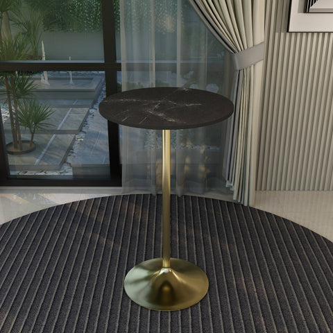 Verve Bar Height Dining Table with 27" Round MDF Top and Gold Stainless Steel Pedestal Base