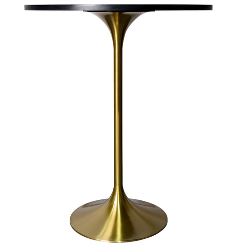 Verve Bar Height Dining Table with 27" Round MDF Top and Gold Stainless Steel Pedestal Base