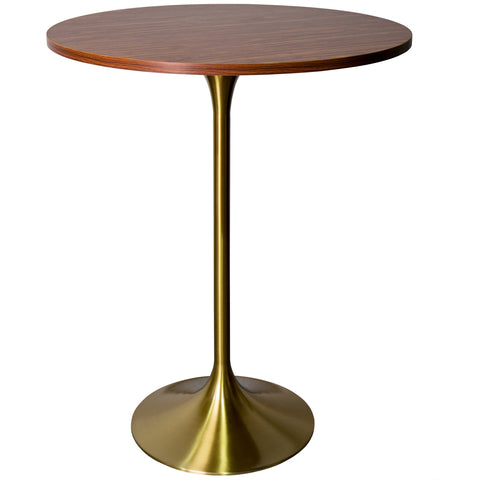 Verve Bar Height Dining Table with 27" Round MDF Top and Gold Stainless Steel Pedestal Base