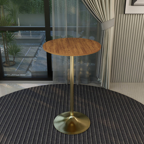 Verve Bar Height Dining Table with 27" Round MDF Top and Gold Stainless Steel Pedestal Base