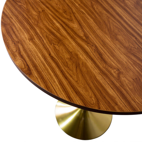 Verve Bar Height Dining Table with 27" Round MDF Top and Gold Stainless Steel Pedestal Base