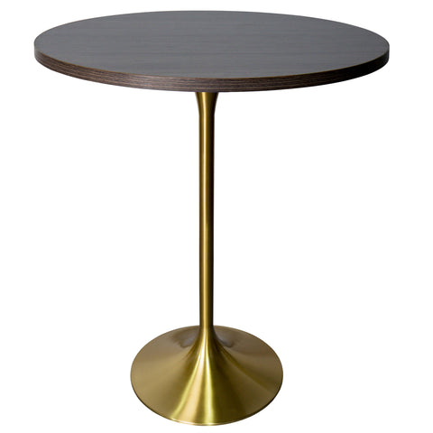 Verve Bar Height Dining Table with 27" Round MDF Top and Gold Stainless Steel Pedestal Base