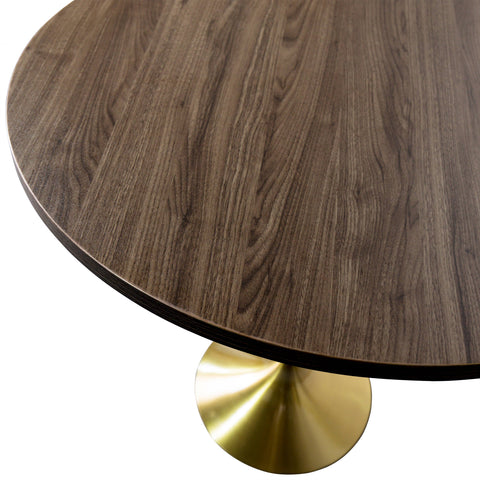 Verve Bar Height Dining Table with 27" Round MDF Top and Gold Stainless Steel Pedestal Base