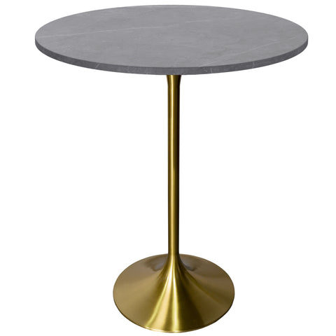 Verve Bar Height Dining Table with 27" Round Sintered Stone Top and Gold Stainless Steel Base