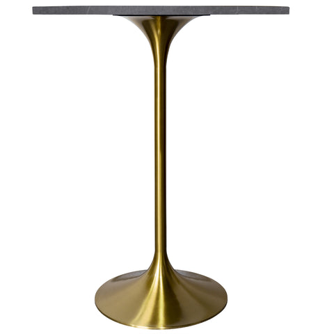 Verve Bar Height Dining Table with 27" Round Sintered Stone Top and Gold Stainless Steel Base