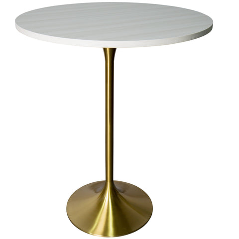 Verve Bar Height Dining Table with 27" Round MDF Top and Gold Stainless Steel Pedestal Base