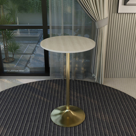 Verve Bar Height Dining Table with 27" Round MDF Top and Gold Stainless Steel Pedestal Base