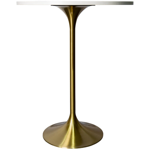 Verve Bar Height Dining Table with 27" Round MDF Top and Gold Stainless Steel Pedestal Base