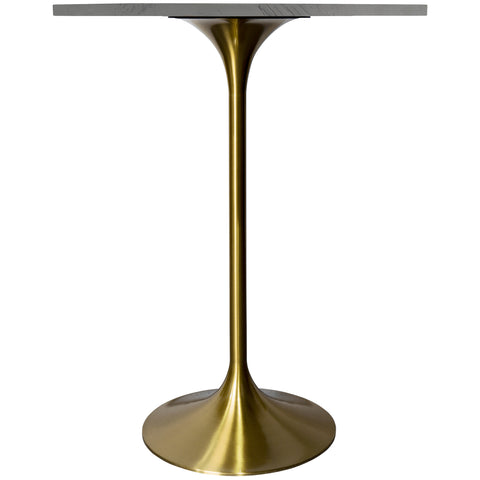 Verve Bar Height Dining Table with Round White Resin Top and Gold Stainless Steel Base