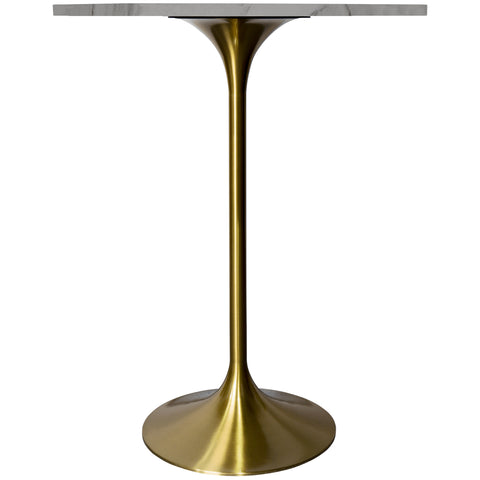 Verve Bar Height Dining Table with 27" Round Sintered Stone Top and Gold Stainless Steel Base