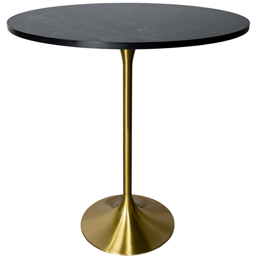 Verve Bar Height Dining Table with 36" Round MDF Top and Gold Stainless Steel Pedestal Base