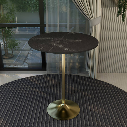 Verve Bar Height Dining Table with 36" Round MDF Top and Gold Stainless Steel Pedestal Base