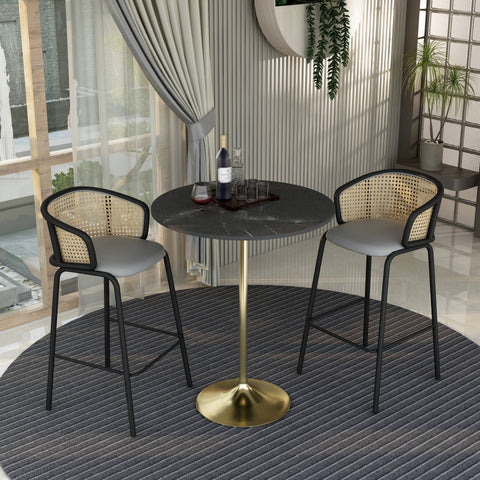 Verve Bar Height Dining Table with 36" Round MDF Top and Gold Stainless Steel Pedestal Base