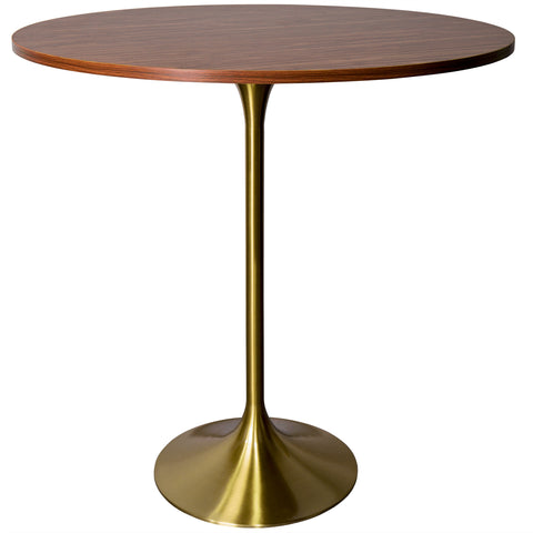 Verve Bar Height Dining Table with 36" Round MDF Top and Gold Stainless Steel Pedestal Base