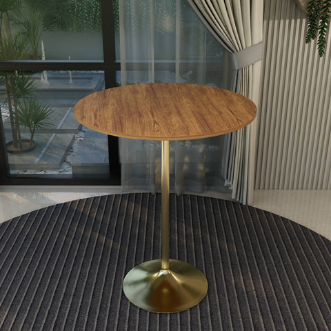 Verve Bar Height Dining Table with 36" Round MDF Top and Gold Stainless Steel Pedestal Base