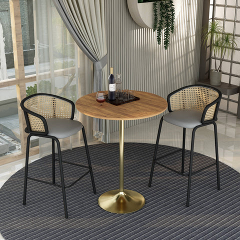 Verve Bar Height Dining Table with 36" Round MDF Top and Gold Stainless Steel Pedestal Base