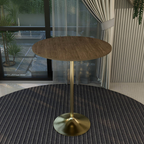 Verve Bar Height Dining Table with 36" Round MDF Top and Gold Stainless Steel Pedestal Base