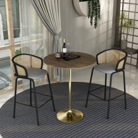 Verve Bar Height Dining Table with 36" Round MDF Top and Gold Stainless Steel Pedestal Base