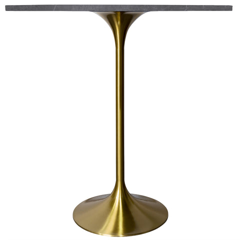 Verve Bar Height Dining Table with 36" Round Sintered Stone Top and Gold Stainless Steel Base