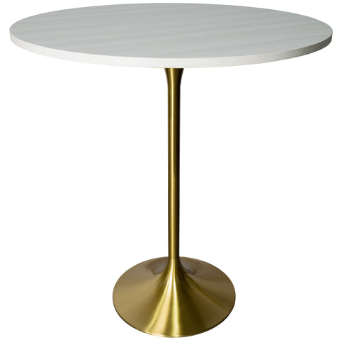 Verve Bar Height Dining Table with 36" Round MDF Top and Gold Stainless Steel Pedestal Base