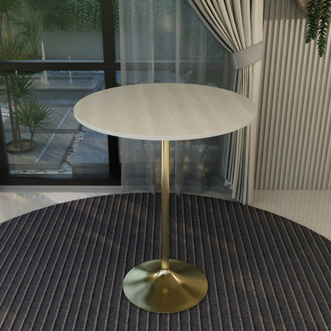 Verve Bar Height Dining Table with 36" Round MDF Top and Gold Stainless Steel Pedestal Base