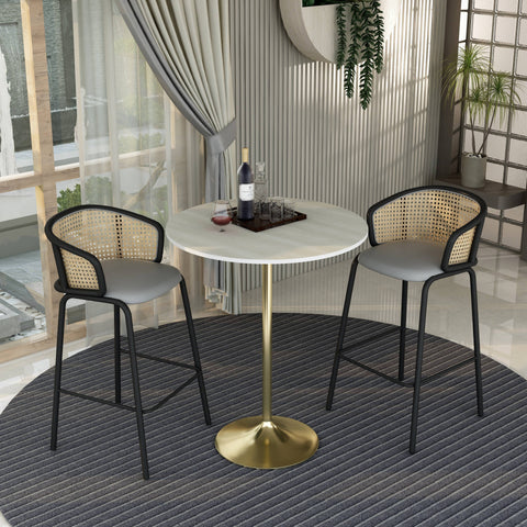 Verve Bar Height Dining Table with 36" Round MDF Top and Gold Stainless Steel Pedestal Base