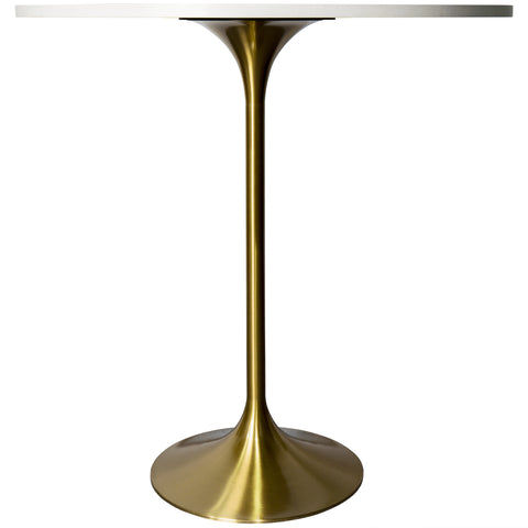 Verve Bar Height Dining Table with 36" Round MDF Top and Gold Stainless Steel Pedestal Base