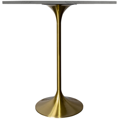 Verve Bar Height Dining Table with Round White Resin Top and Gold Stainless Steel Base