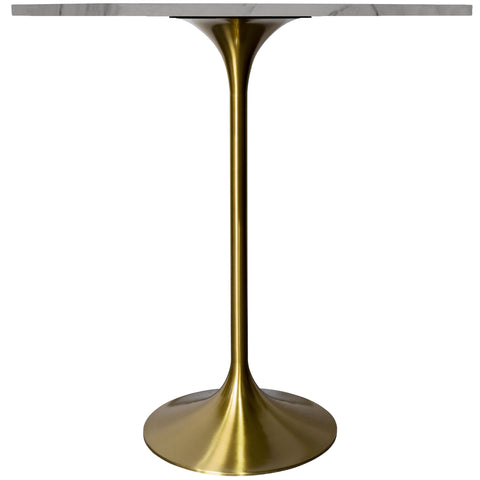 Verve Bar Height Dining Table with 36" Round Sintered Stone Top and Gold Stainless Steel Base