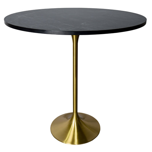 Verve Bar Height Dining Table with 48" Round MDF Top and Gold Stainless Steel Pedestal Base