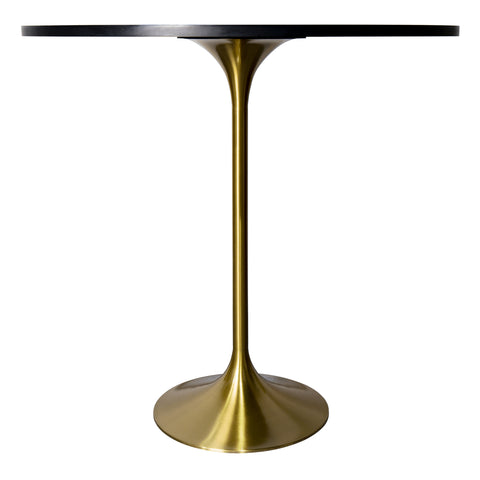 Verve Bar Height Dining Table with 48" Round MDF Top and Gold Stainless Steel Pedestal Base