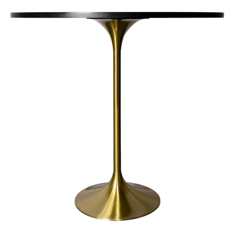 Verve Bar Height Dining Table with 48" Round Sintered Stone Top and Gold Stainless Steel Base