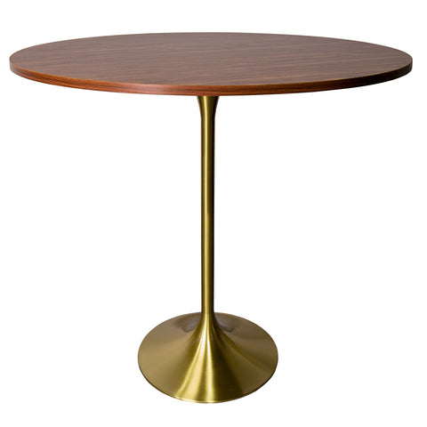 Verve Bar Height Dining Table with 48" Round MDF Top and Gold Stainless Steel Pedestal Base