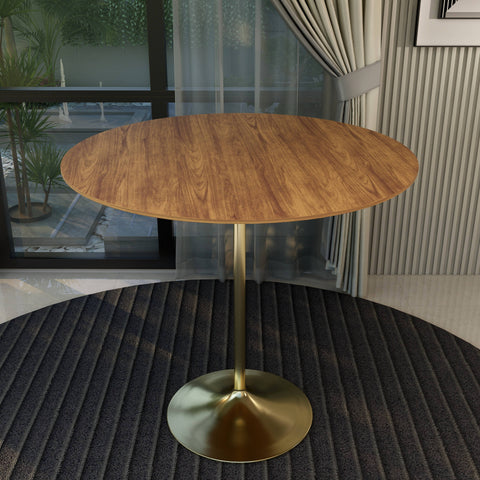 Verve Bar Height Dining Table with 48" Round MDF Top and Gold Stainless Steel Pedestal Base