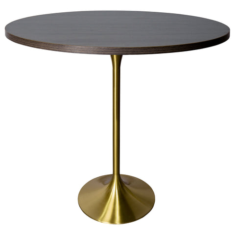 Verve Bar Height Dining Table with 48" Round MDF Top and Gold Stainless Steel Pedestal Base